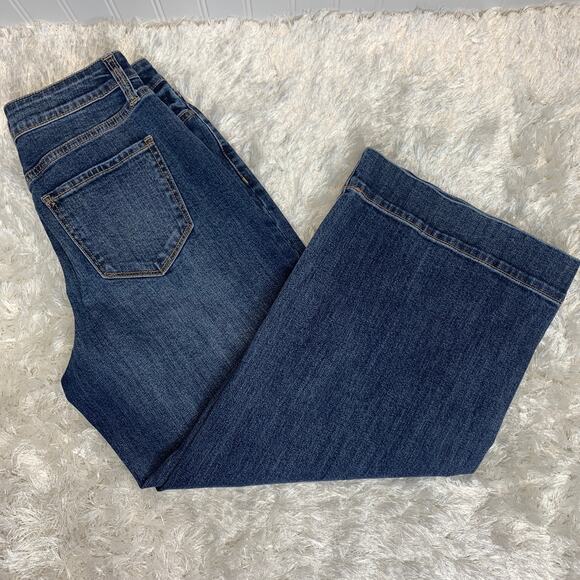a.n.a. Blue Wide Leg Cropped Jeans Sz 2 Button Fly - Picture 1 of 7
